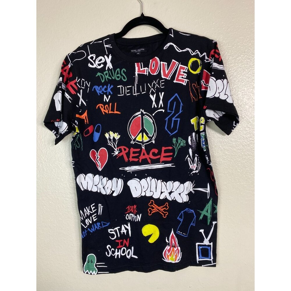 McKoy Deluxxe T-Shirt Size Medium Graffiti Graphic Y2K Hip Hop Art to wear Black